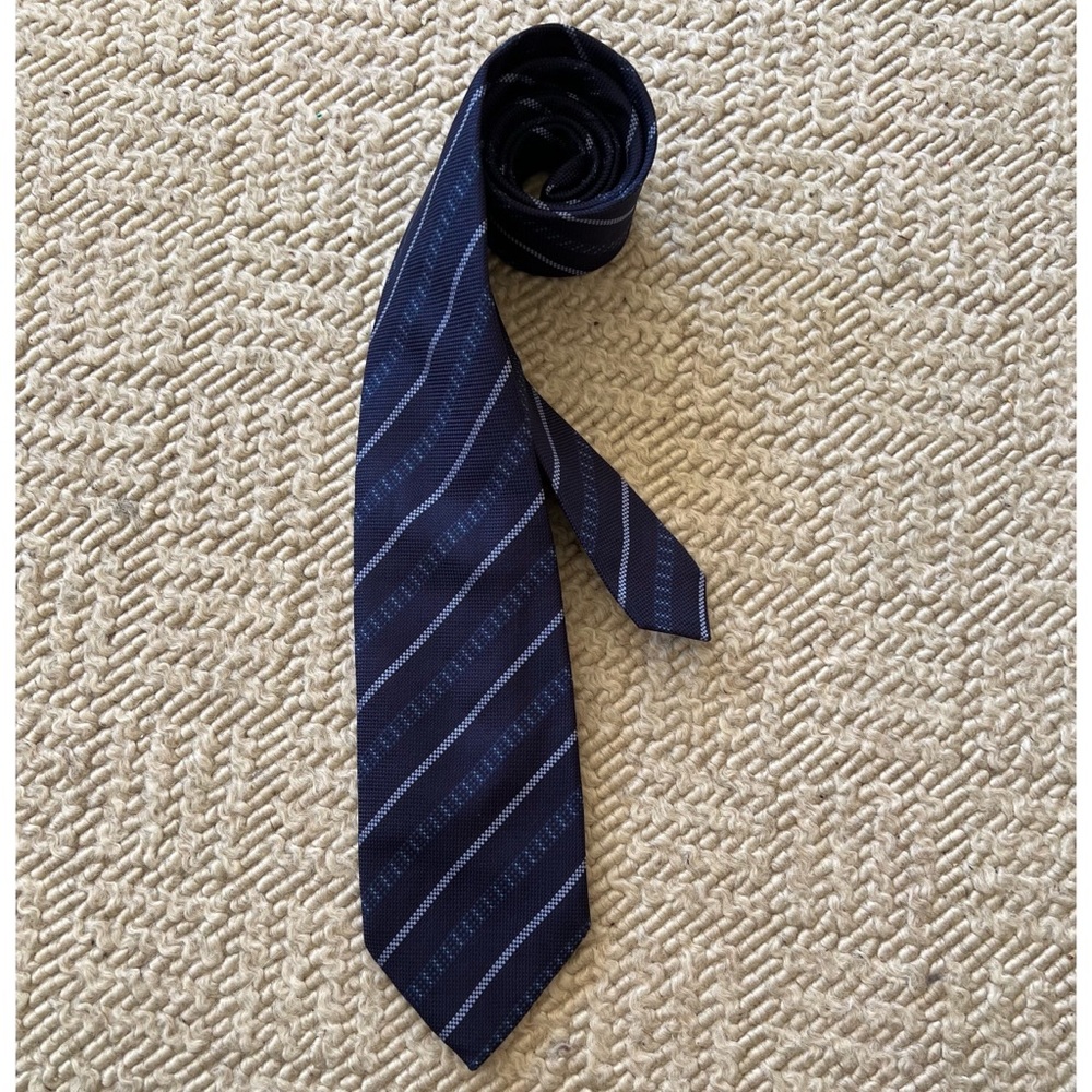 Giorgio Armani Blue Striped Silk Tie
